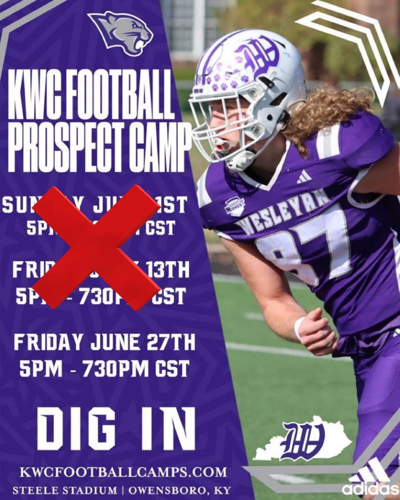 Karsen Steele (@coachkssteele) on Twitter photo One more opportunity to camp with us <a href="/kwc_football/">Kentucky Wesleyan Football</a>!!
Ready to see some ballers in the ‘Boro June 27th it’s 🆙
Pre register here: kwcfootballcamps.com One more opportunity to camp with us <a href="/kwc_football/">Kentucky Wesleyan Football</a>!!
Ready to see some ballers in the ‘Boro June 27th it’s 🆙
Pre register here: kwcfootballcamps.com