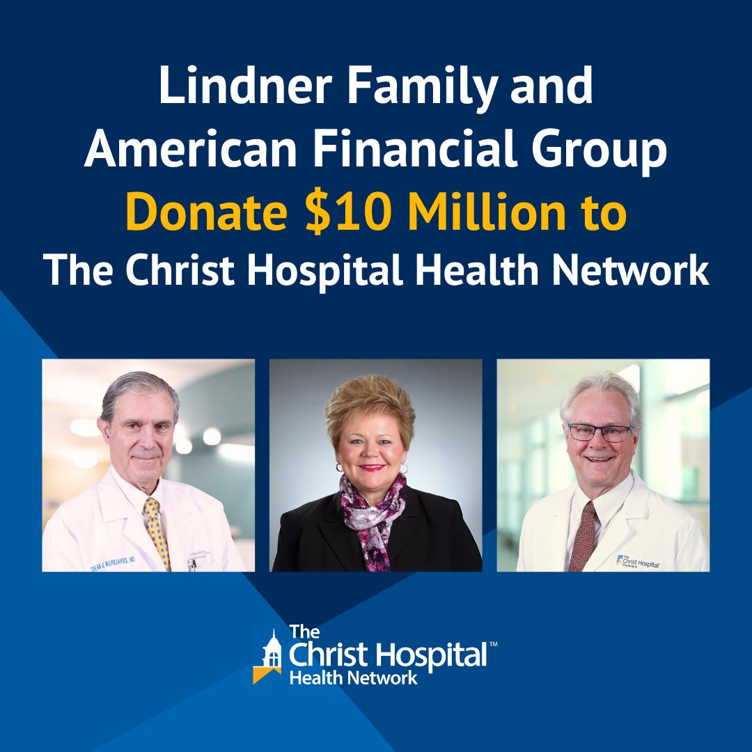 ChristHospital's tweet image. We’re proud to share that The Lindner Family and American Financial Group, Inc. have collectively donated $10 million to support the expansion and renovation of The Carl and Edyth Lindner Center for Research and Education at @ChristHospital.
🔗: thechristhospital.com/news-release?r… @TCHheart