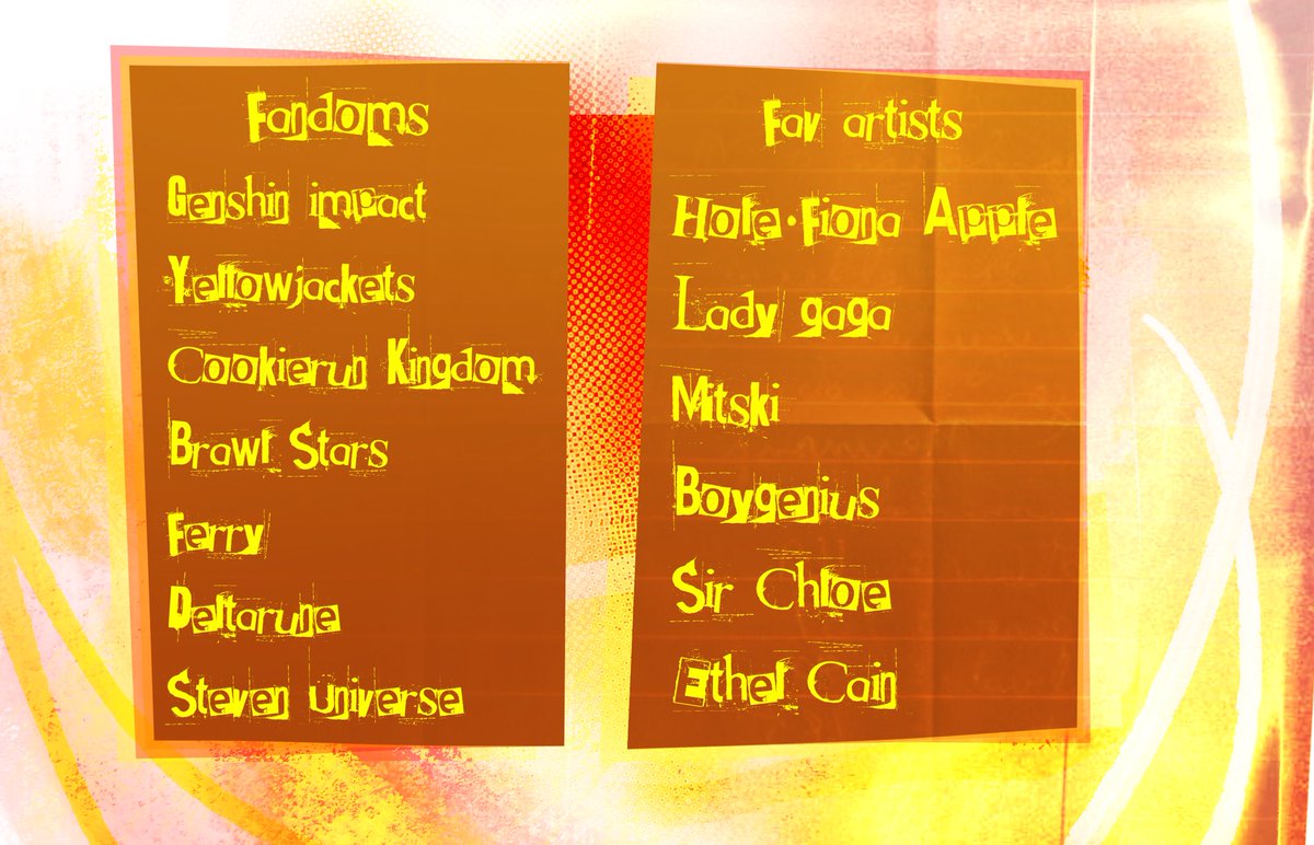 NotEvenChiwux's tweet image. Updated Meet The Artist
Honestly I’d wanted to add more fandoms but I decided to include fandoms that I’m most active rn (same with artists)