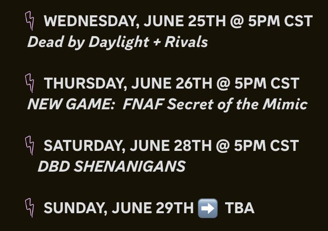 FrostLouve's tweet image. STREAM SCHEDULE!!!
See you all this week 💙