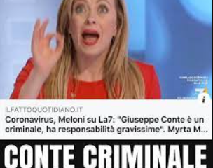 La Sora Lella ha chiesto responsabilità alle opposizioni.
Esattamente quella che mostrava lei in piena pandemia
Noi, a differenza tua, non  diremo mai Meloni criminale,ma niente bon ton,la realtà nuda e cruda
#24giugno