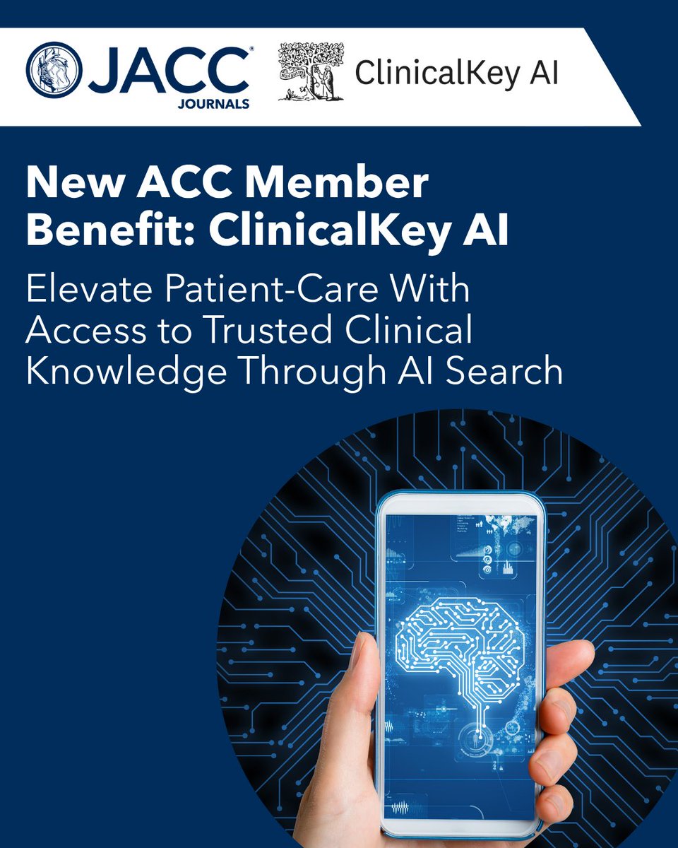 New ACC Member Benefit Alert! 🚨

The power of #AI is now at your fingertips. ACC members can now SAVE 30% on ClinicalKey AI — a conversational search tool that delivers quick, evidence-based answers to your toughest clinical questions.

Find out more: bit.ly/4kUocRJ