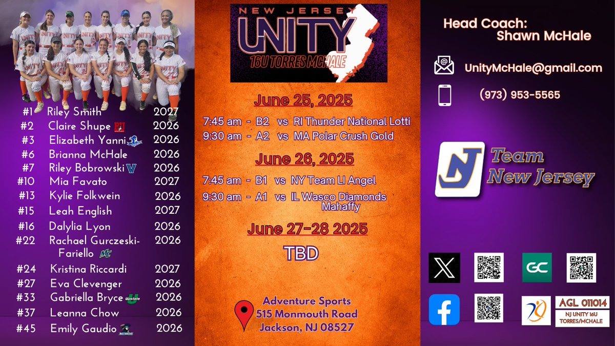 Come 👀 these ladies this week, <a href="/TeamNJSoftball/">Team NJ Softball</a> Tournament! Dont miss out on some great softball! 🥎 <a href="/NJUnityMchale/">NJ Unity 16U Torres/McHale</a> <a href="/S_McHale12/">Shawn</a> <a href="/ALLNJSoftball/">NJ softball</a> <a href="/LegacyLegendsS1/">Legacy & Legends Softball</a> <a href="/ExtraInningSB/">EXTRA INNING SOFTBALL</a> <a href="/SBRRetweets/">Softball Recruiting Reposts</a> <a href="/CoastRecruits/">Coast 2 Coast Recruits</a> <a href="/IHartFastpitch/">I❤️Fastpitch</a> <a href="/UnityNewJersey/">New Jersey Unity</a>