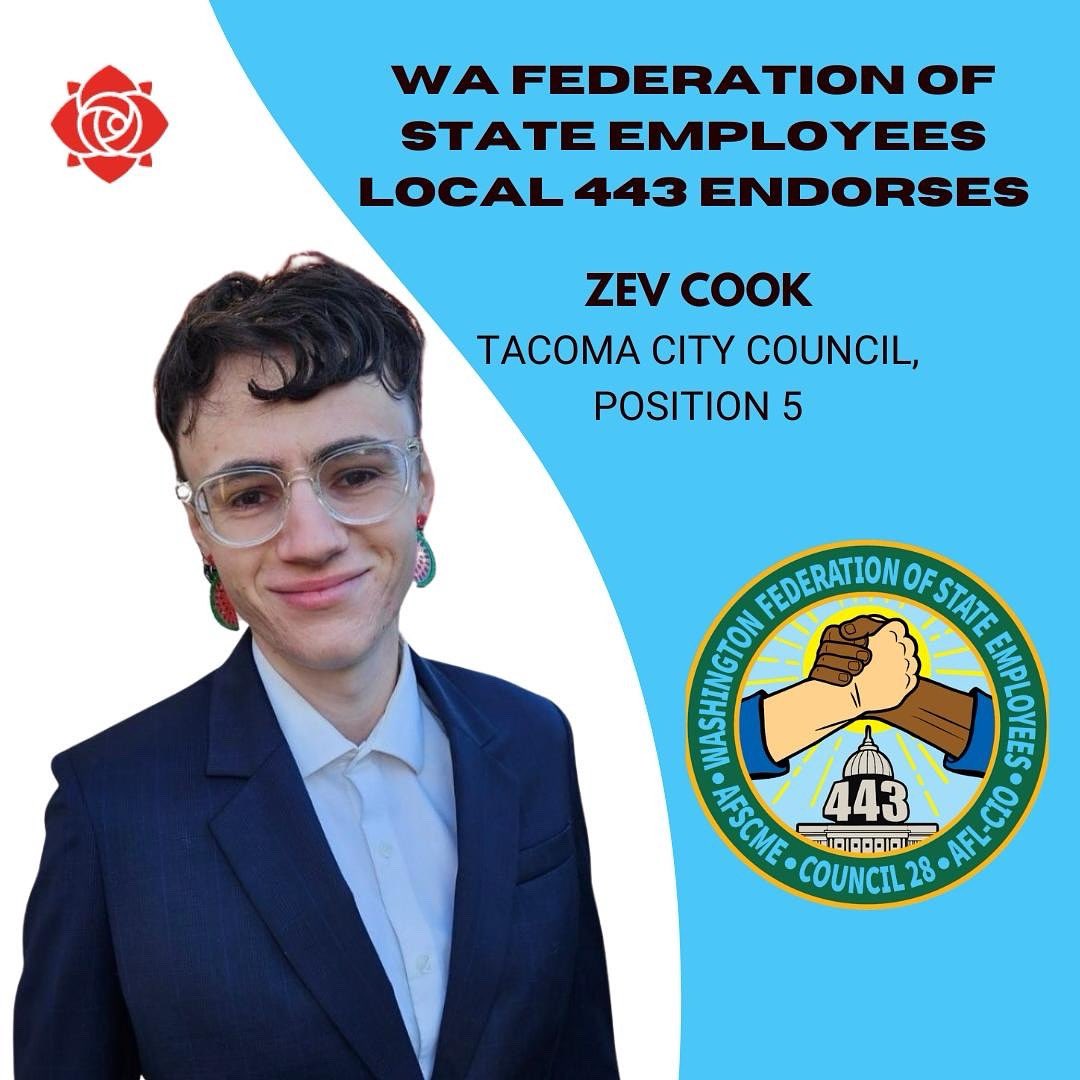 zevfortacoma's tweet image. I’m proud to have the endorsement of WFSE Local 443! With cuts from our federal government it’s more important than ever that we stand by our state workers. I’m looking forward to advocating with WFSE members for improved working conditions and services for Washington residents.