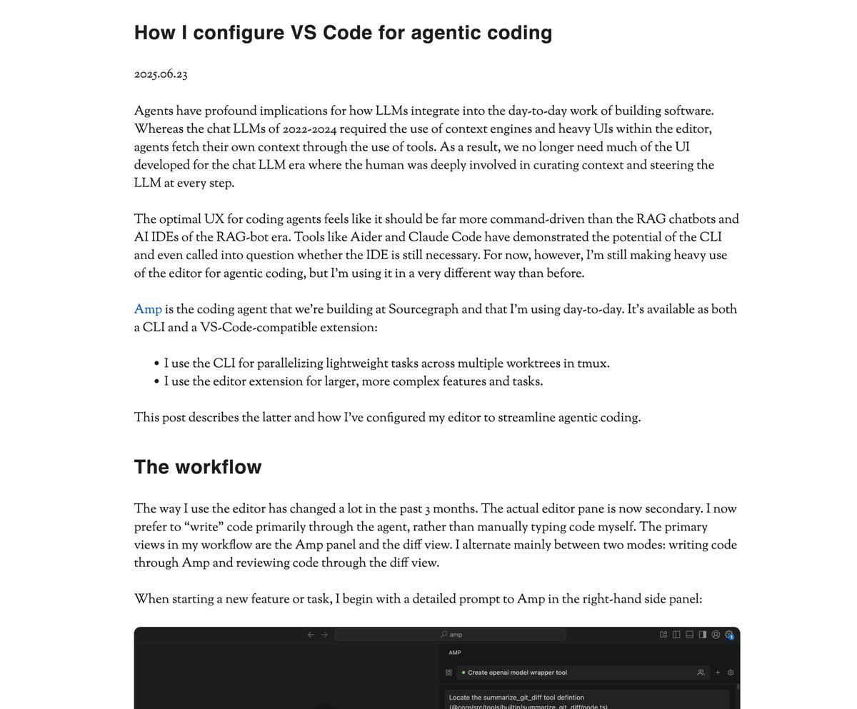 Should you use an AI IDE, or is the IDE dead? For me, the answer is neither. I wrote up a short post about how I configure vanilla VS Code for agentic coding: