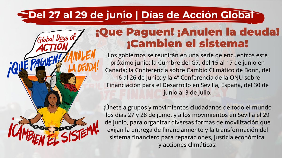 📣 𝗔𝗻𝘂𝗹𝗮𝗿 𝗹𝗮 𝗱𝗲𝘂𝗱𝗮, 𝗰𝗮𝗺𝗯𝗶𝗮𝗿 𝗲𝗹 𝘀𝗶𝘀𝘁𝗲𝗺𝗮: 𝗽𝗼𝗿 𝘂𝗻𝗮 𝗮𝗿𝗾𝘂𝗶𝘁𝗲𝗰𝘁𝘂𝗿𝗮 𝗱𝗲 𝗹𝗮 𝗱𝗲𝘂𝗱𝗮 𝗷𝘂𝘀𝘁𝗮.

#SystemChangeNow #ffd4people #CancelTheDebt #PayUp #FfD4 #FfD4People #CancelarLaDeuda
#MILESDEMILLONESNOMULTIMILLONARIOS #TaxtheRich