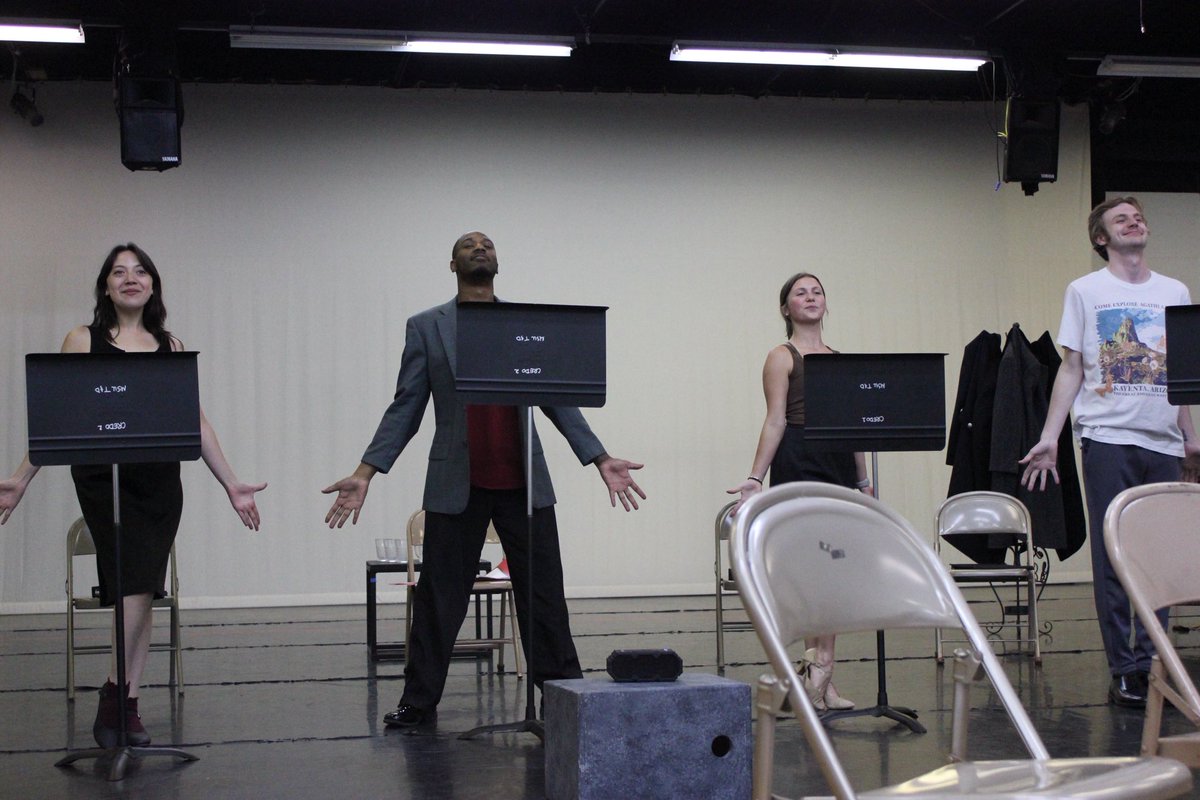 Vintage Hitchcock: A Live Radio Play opens this week!

Check out these fantastic photos of our splendid actors (and foley artists!)

 📻 🎙️ 🎟️