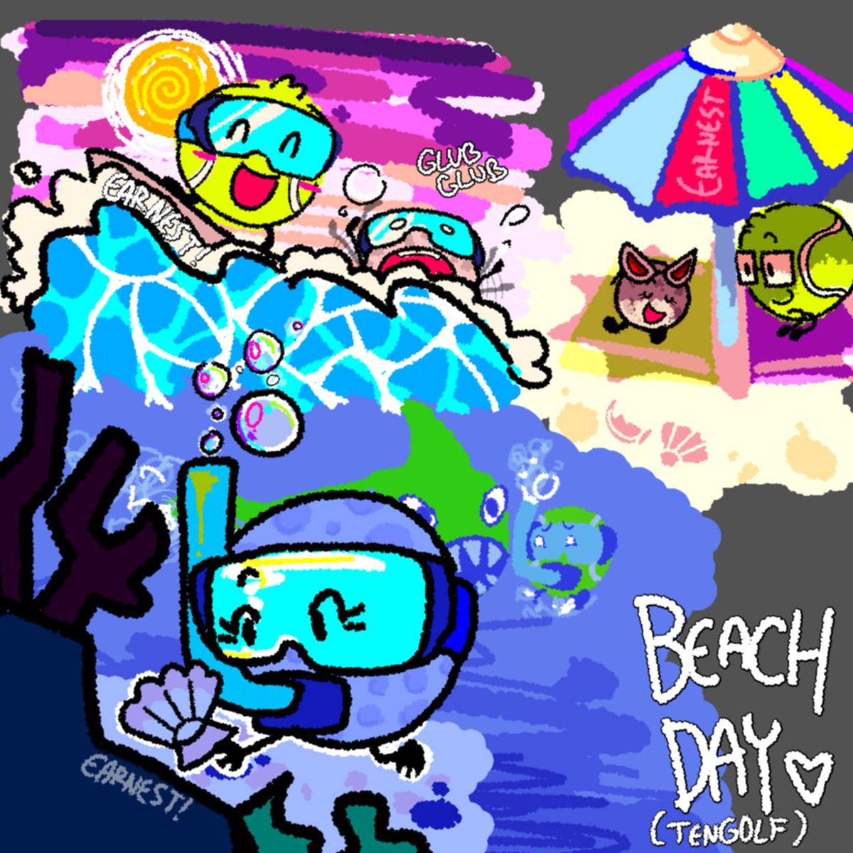 earnestlyworst's tweet photo. my partner said that when they went to the beach they heard some1 teaching people how to surf and they sounded exactly like TB 

anyways here tengolf
might post more art later idk https://t.co/NsrgqRoErY