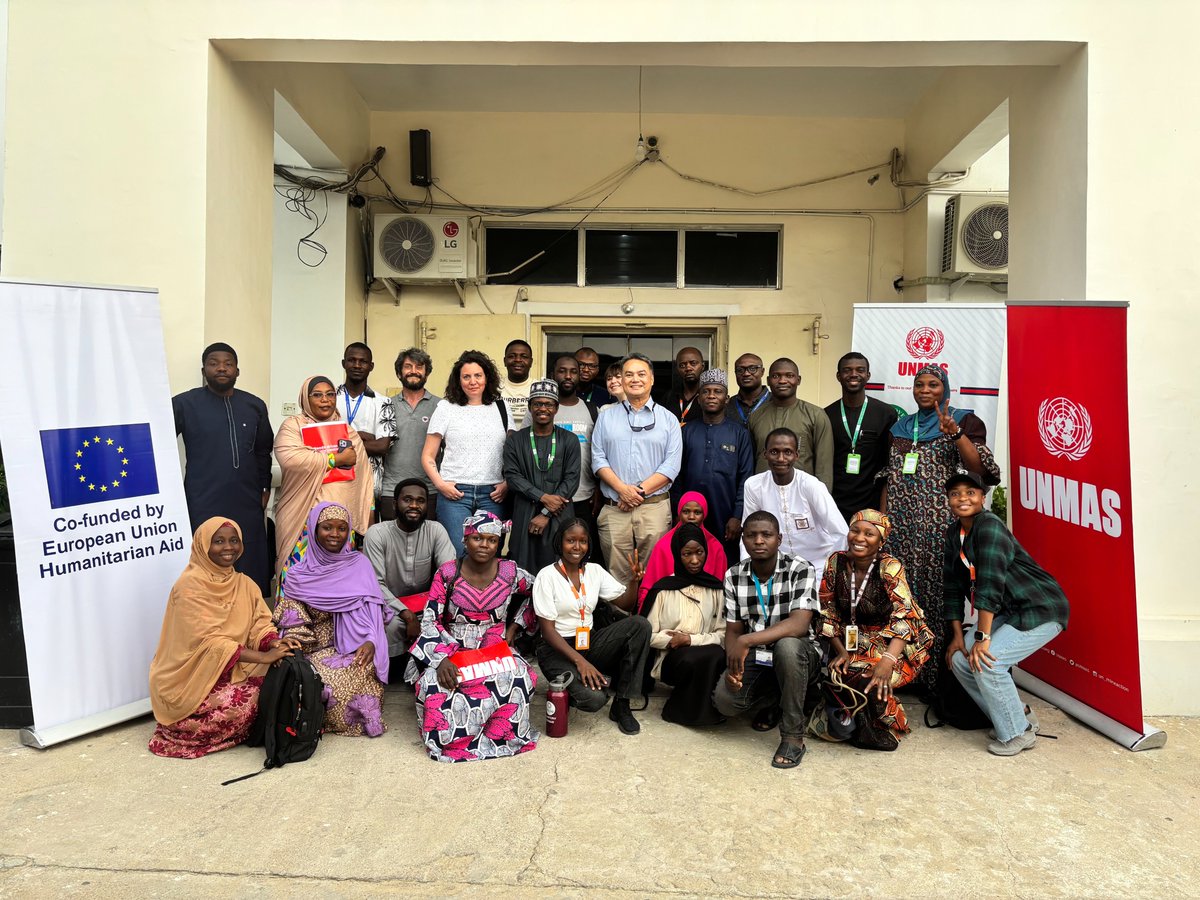 UNMAS's tweet photo. 🇳🇬#UNMAS, with @theGICHD, launched a pilot training to build #EORE teams' capacity in victim identification &amp; referral, applying IMAS 13.10 to local needs in #Nigeria. 🙏Thanks to @EU_ECHO for supporting our efforts to build safer, more inclusive communities. #VictimAssistance https://t.co/ugbHIxFeWL