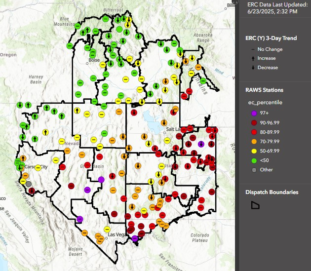 ERC percentiles for Great Basin for Monday 06/23/2025.
<a href="/GreatBasinCC/">GBCC News and Notes</a>
gacc.nifc.gov/gbcc/predictiv…