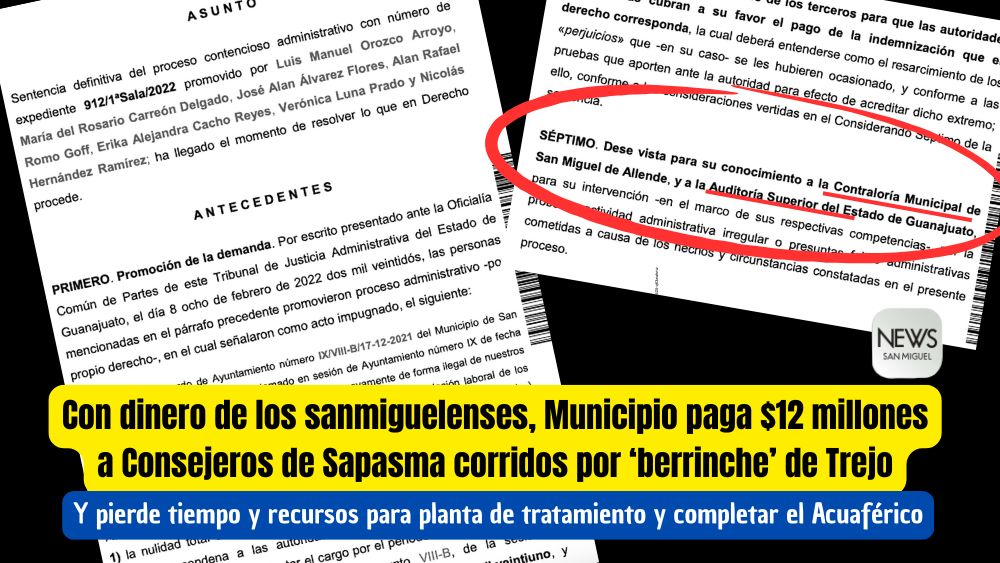 NewsSanmiguel's tweet photo. #SAPASMA #GATE🔴🤑💸 No, no es #broma… Uno de los muchos #berrinches del alcalde de San Miguel de Allende, el michoacano Mauricio #Trejo Pureco, nos costó a todos ¡12 millones de pesos! 😡.
🔴 Todo por querer quitar a la mala y de manera ilegal a los integrantes del #Consejo 🧵 https://t.co/rn9Pue3Tsx