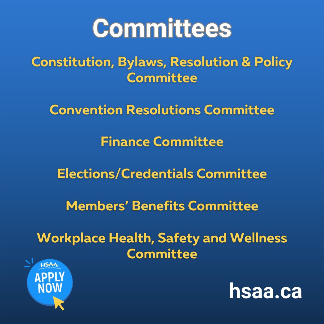 HSAAlberta's tweet image. Want to help shape the future of HSAA? Applications are now open to join an HSAA Committee or Working Group! Influence decisions, meet fellow members and build skills in leadership & advocacy.
Apply by July 18 here: ow.ly/Su1L50WfbcG