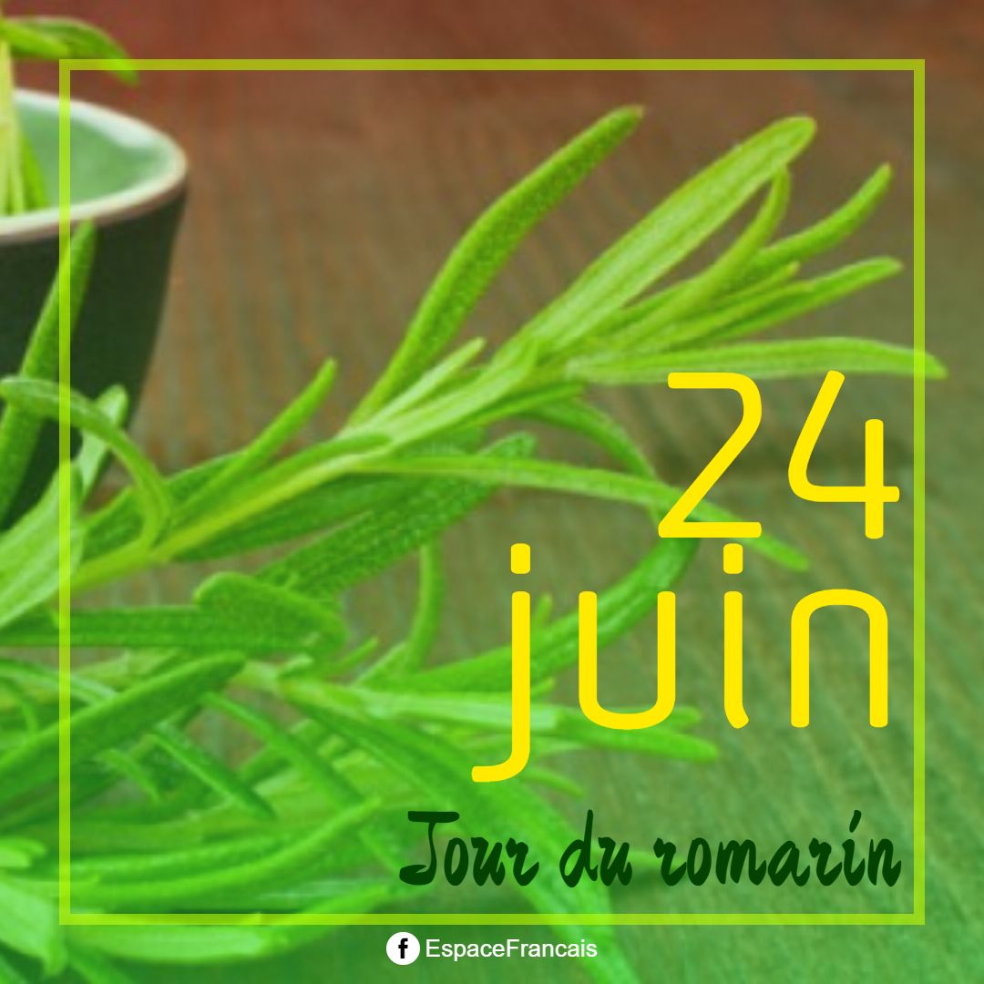 EspaceFrancais's tweet photo. 🌞 Bonjour ! Aujourd'hui, nous sommes le mardi #24juin 2025.
🌿 C'est le jour du romarin.
🎉 Journée internationale du surf.
🎂 Nous fêtons les Jean, les Jean-Baptiste, les Yann et les Tutael, ainsi que leurs dérivés...
Bonne journée ! 😉
#éphéméride #Romarin #Surf #Juin #mardi https://t.co/1XI6DyRLbQ