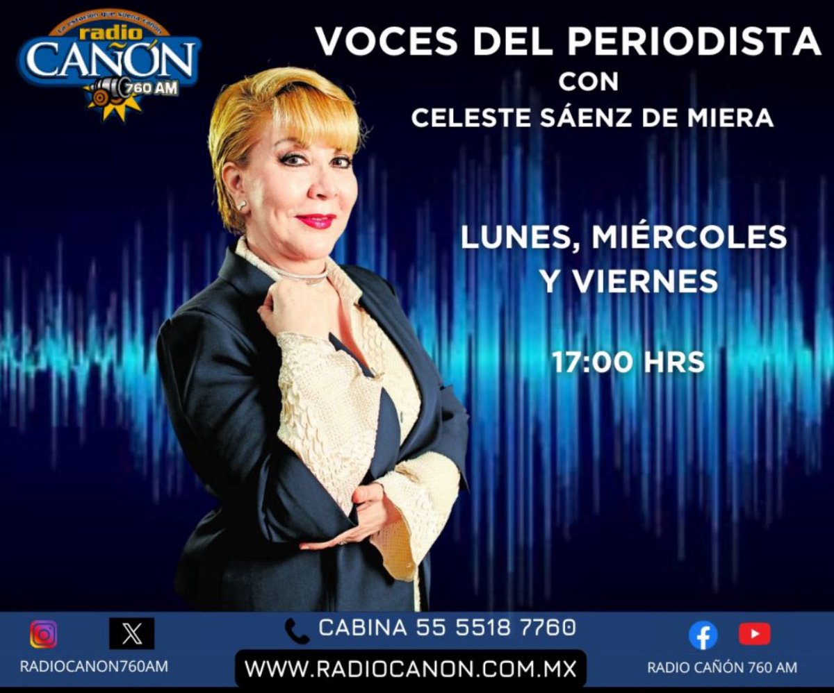 ⚠️ PROGRAMA 📻 y 💻📱
#VocesDelPeriodista nacional e internacional. HOY 17:00 Hrs  <a href="/CelesteSaenzM/">Celeste Sáenz</a> <a href="/MourisSalloum/">MourisSalloumGeorge</a> en <a href="/radiocanon760AM/">RadioCañón760AM</a> 📻
emisoras.com.mx/canon-760/  LINK DIRECTO EN VIVO: 👇🏼radiocanon.com.mx 👈🏼
HOY: <a href="/franciskiux/">francisca saavedra</a> <a href="/Jbautistarojo/">Jbautista</a> <a href="/GuillermoRocaf1/">Guillermo Rocafort</a> <a href="/verdadinvicta1/">Diego Pappalardo</a>