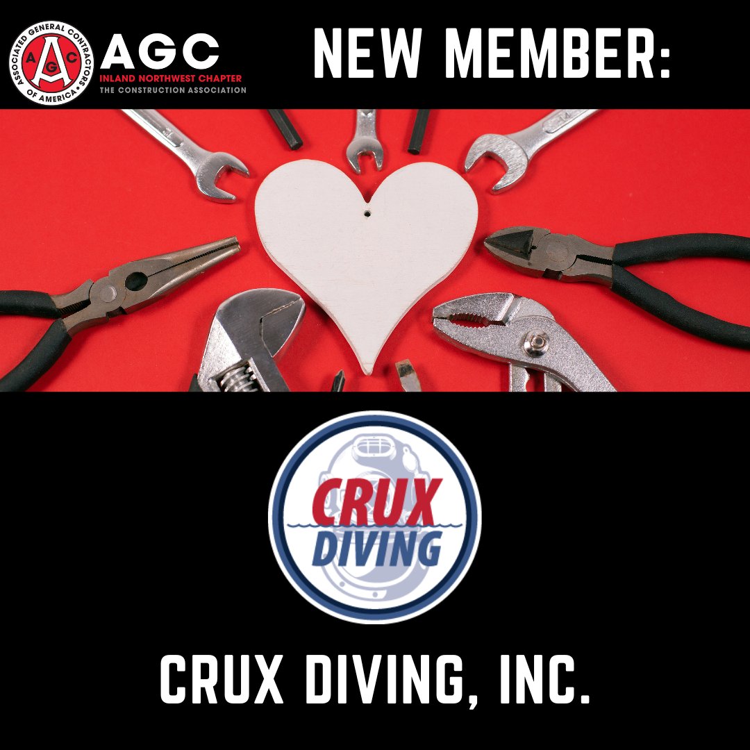 The Inland Northwest AGC is proud to cap off this #NewMemberMonday with Crux Diving, Inc! Your trusted choice for Commercial Diving and Underwater Services, their work spans a wide array of projects in multiple states. We can't wait to serve you &amp; promote the industry together.
