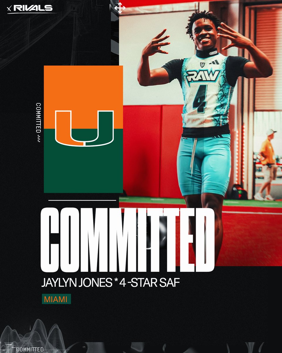 John Garcia, Jr. (@johngarcia_jr) on Twitter photo Miami strikes in the 2027 class with one of the more versatile DBs in the class in Jaylyn Jones, the latest great get out of Broward County 🙌
“The relationship I have with the coaches is best…and it’s home”
n.rivals.com/content/athlet… Miami strikes in the 2027 class with one of the more versatile DBs in the class in Jaylyn Jones, the latest great get out of Broward County 🙌
“The relationship I have with the coaches is best…and it’s home”
n.rivals.com/content/athlet…