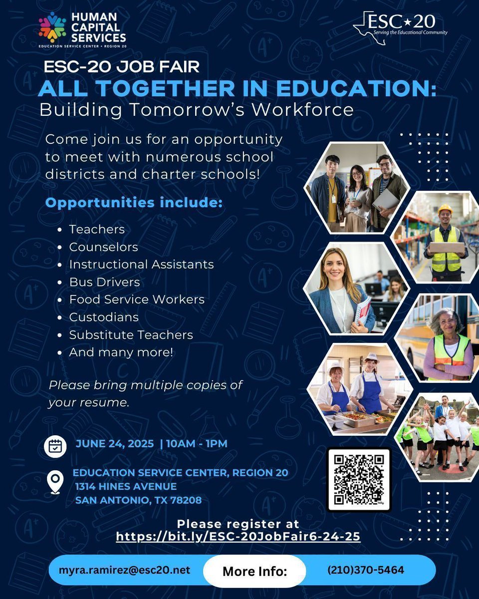 Join us at the ESC-20 Job Fair TOMORROW and connect with school districts and charter schools hiring for the 25–26 school year. Discover teaching, leadership, and support staff roles across the region. Register buff.ly/nt3sSHx