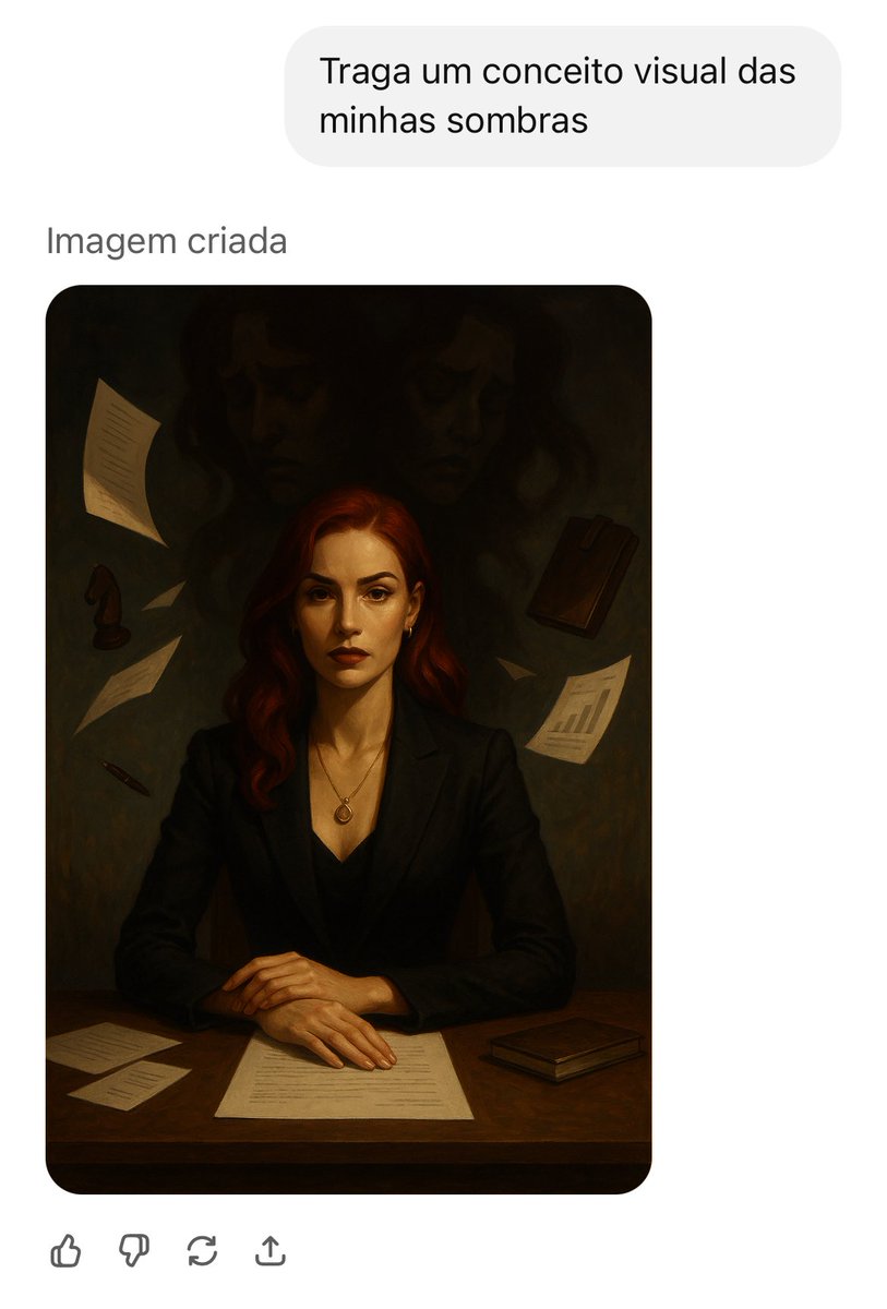 aMarianaMagnus's tweet photo. @mkarolqueiroz pedi pro chat gpt criar um “conceito visual das minhas sombras” e ele fez você kkkk https://t.co/A5G6WHcbyj