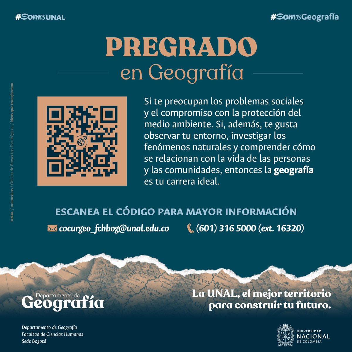 Universidad Nacional de Colombia (@unaloficial) on Twitter photo #AdmisionesUNAL ¿Te apasiona la relación entre sociedad y naturaleza? 🌱🌍 Estudia el Pregrado en Geografía en la la Facultad de Ciencias <a href="/humanasunal/">Facultad de Ciencias Humanas</a> y transforma tu mirada en acción ¡Inscripciones abiertas hasta el 2 de julio! Más información en👉 t.ly/HVE1h #AdmisionesUNAL ¿Te apasiona la relación entre sociedad y naturaleza? 🌱🌍 Estudia el Pregrado en Geografía en la la Facultad de Ciencias <a href="/humanasunal/">Facultad de Ciencias Humanas</a> y transforma tu mirada en acción ¡Inscripciones abiertas hasta el 2 de julio! Más información en👉 t.ly/HVE1h