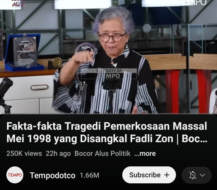 Episode 3 : Intimidasi terhadap Penyelidik Kebenaran

Anggota TGPF, termasuk Ita Fatia Nadia dan Nursyahbani Katjasungkana, menghadapi teror berat selama penyelidikan pemerkosaan massal Mei 1998. Ita dihadang oknum jenderal di luar Istana Negara, dituduh mencemarkan nama baik