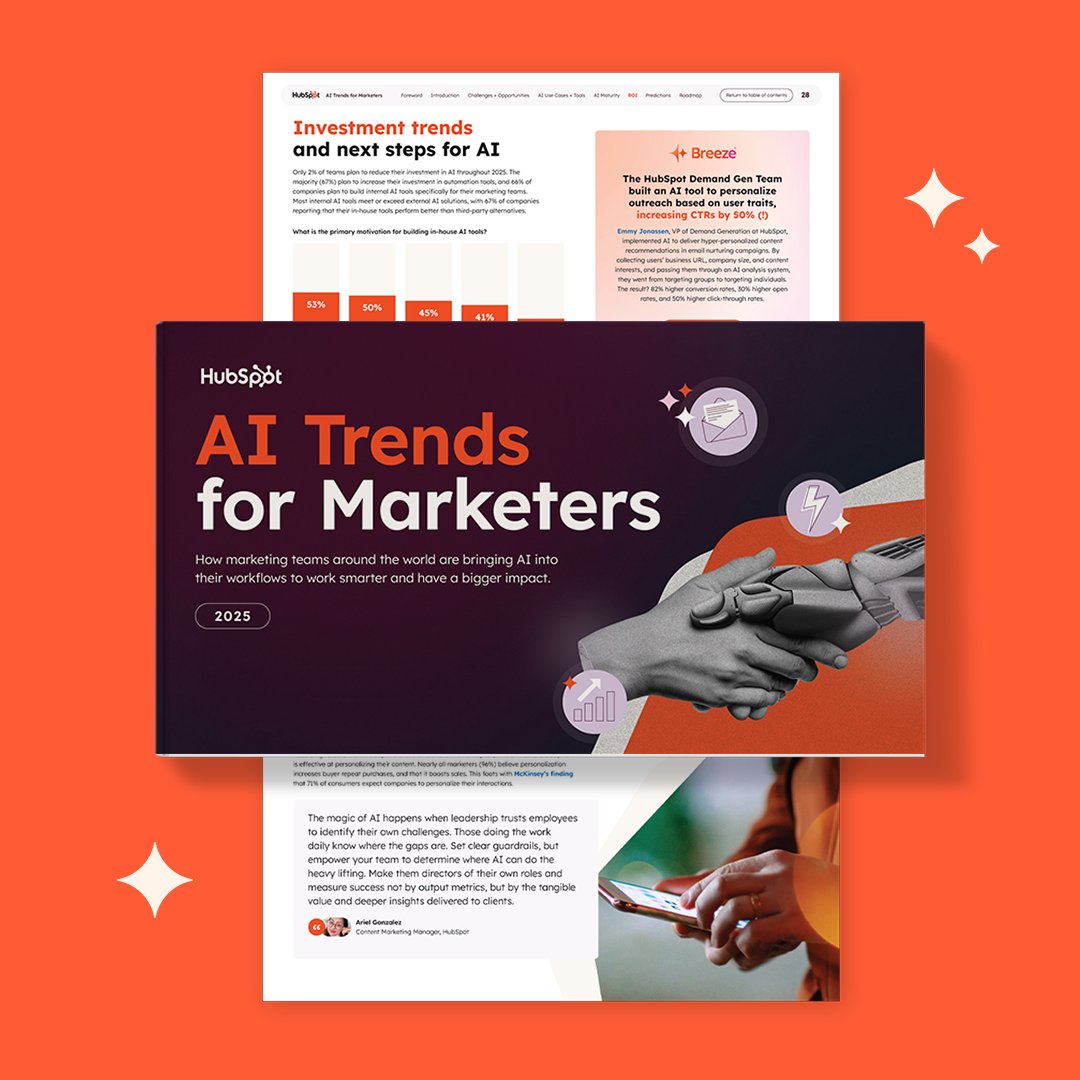 INBOUND's tweet image. Can't wait for #INBOUND25 to learn about AI marketing trends? Get an early preview with @HubSpot's hot-off-the-press 2025 AI Trends report: bit.ly/4elEn8k