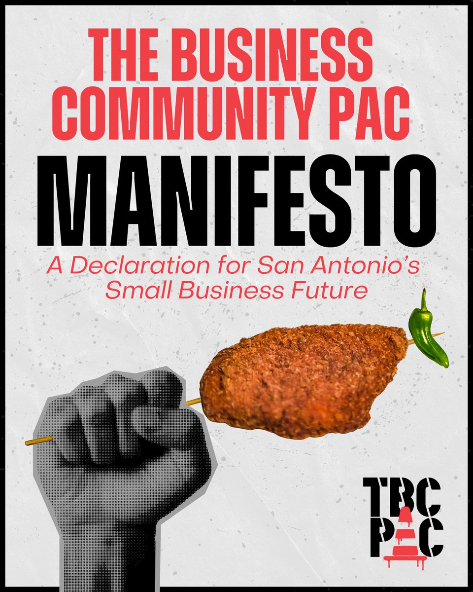 Our Manifesto just dropped.

It’s a message to City Hall: small businesses are not a side note—we are SA’s backbone, and we are done being ignored.

We’re calling for real fixes:
1. Stop mismanaging construction projects
2. Provide COVID relief for businesses still carrying debt