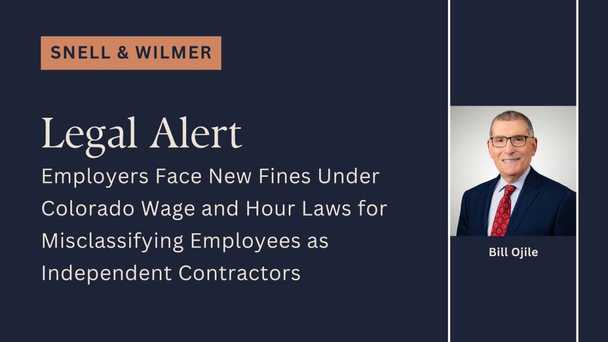 Employers may incur new fines for misclassifying employees as independent contractors under a new Colorado law. On May 22, 2025, Governor Polis signed HB25-1001, which creates new fines starting at $5,000 per violation for employee misclassification. 

bit.ly/3HNyLrc