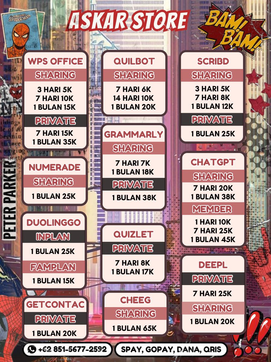 raitns's tweet image. Hii disini Apps Prem since 2023 jarang problem. Testimoni 2000+ 

Netflix, youtube, grammarly, chatgpt, disney+ deepl, viu+ duolinggo, iqiyi, wetv, sewa zoom, Hbo max, pictsart, microsoft, Bs station, Canva, Vidio, Prime, Vision+ Youku, Alight Motion, Akun Turnitin. 

#zonauang