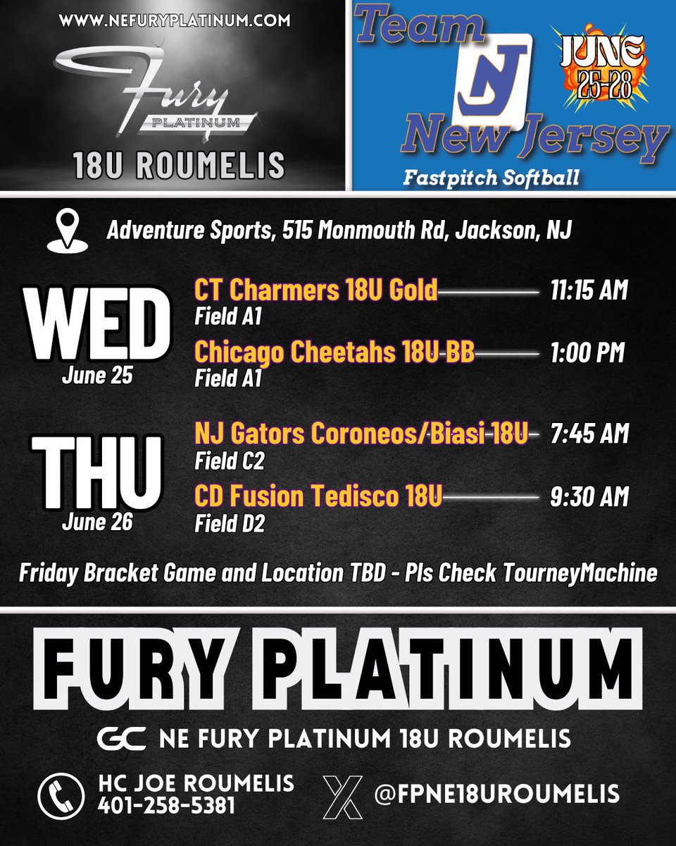 Gracie Oliveira 2026 (@gracieoliveira2) on Twitter photo After another great weekend my team will be heading to NJ! Here’s our schedule 🩶🖤
<a href="/FPNE18URoumelis/">Fury Platinum 18U Roumelis</a> <a href="/kimberlyns19/">Kimberly Stiles</a> <a href="/mackenziebeyer3/">Mackenzie Beyer</a> After another great weekend my team will be heading to NJ! Here’s our schedule 🩶🖤
<a href="/FPNE18URoumelis/">Fury Platinum 18U Roumelis</a> <a href="/kimberlyns19/">Kimberly Stiles</a> <a href="/mackenziebeyer3/">Mackenzie Beyer</a>