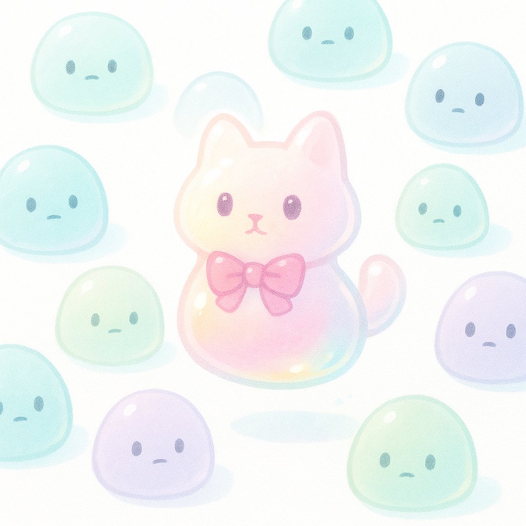 crcrimg's tweet photo. 🫧《にじむ気持ち》
ゼリーたちは みんな、
まるくて ぷるぷるで、よく似てる。
だけど、
ひとつだけ 色がふわっと にじみはじめた。
感情みたいに、
止められずに ひろがっていく。
#ゼリーの粒たち #群体アート
#非人型キャラ #AIイラスト
#digitalcute #にじむ色 https://t.co/VDAOuiX53V
