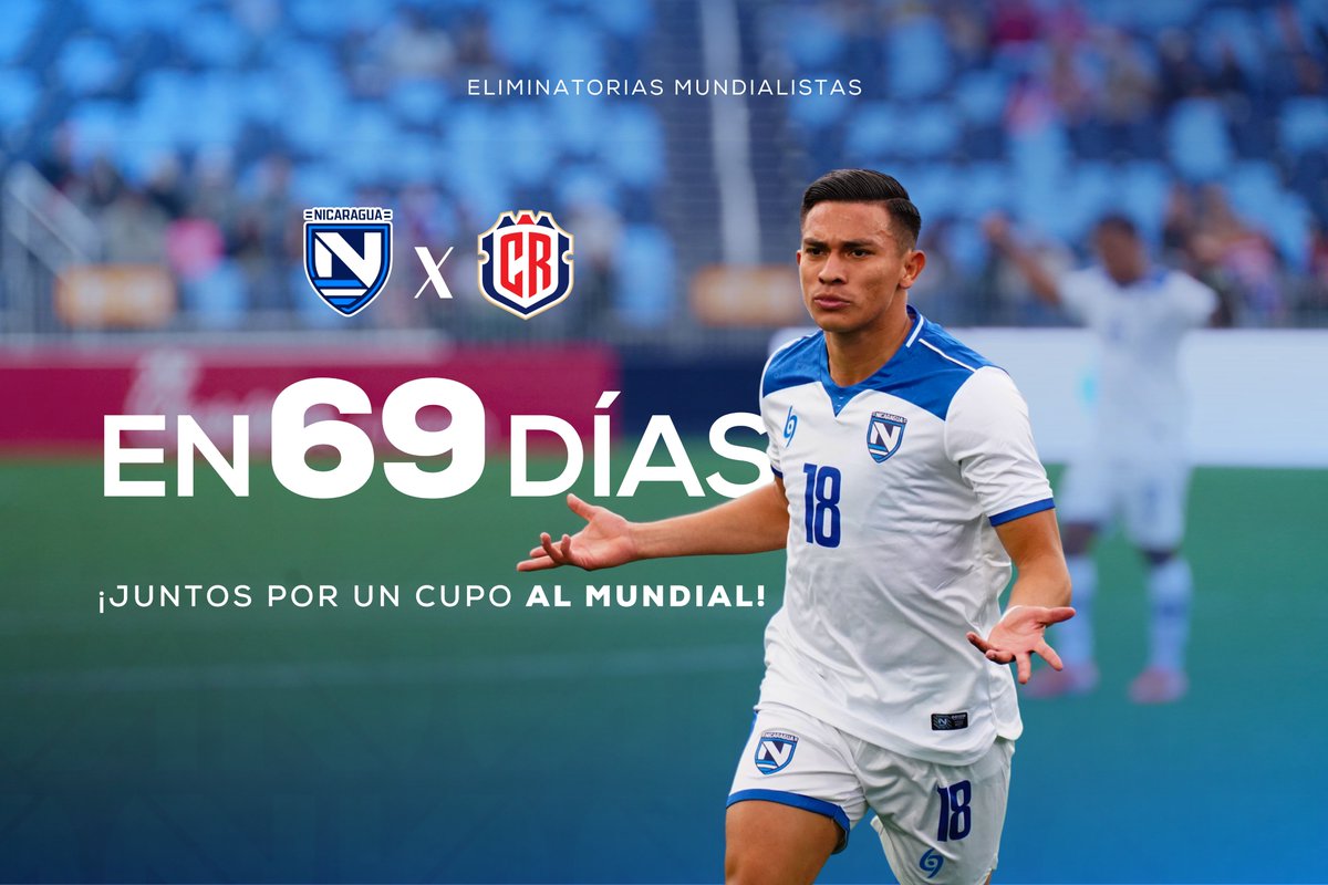 ¡𝗘𝗻6️⃣9️⃣ 𝗱𝗶́𝗮𝘀 𝗷𝘂𝗴𝗮𝗿𝗲𝗺𝗼𝘀 𝗽𝗼𝗿 𝘁𝗼𝗱𝗼 𝘂𝗻 𝗽𝗮𝗶́𝘀! 

Con vos y desde casa nos jugaremos todo por el amor a este país y esos colores que nos enorgullecen. 🇳🇮

💙 ¡Te amo, mi bella Nicaragua! 🗣️