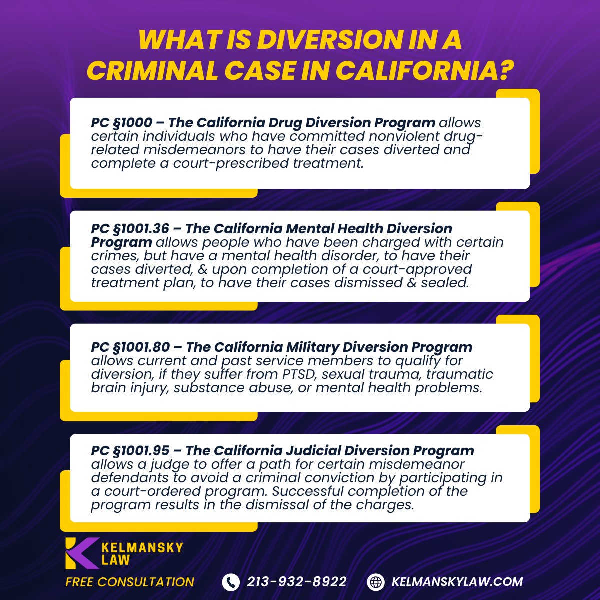 kelmanskylaw's tweet image. 📍 Charged with a crime in California? You may qualify for a Diversion Program.
📞 Call Kelmansky Law for a free consultation

🌐 kelmanskylaw.com
📞 213-932-8922
📍Los Angeles, CA

#DiversionProgram #MentalHealthDiversion #VeteransDefense #KelmanskyLaw