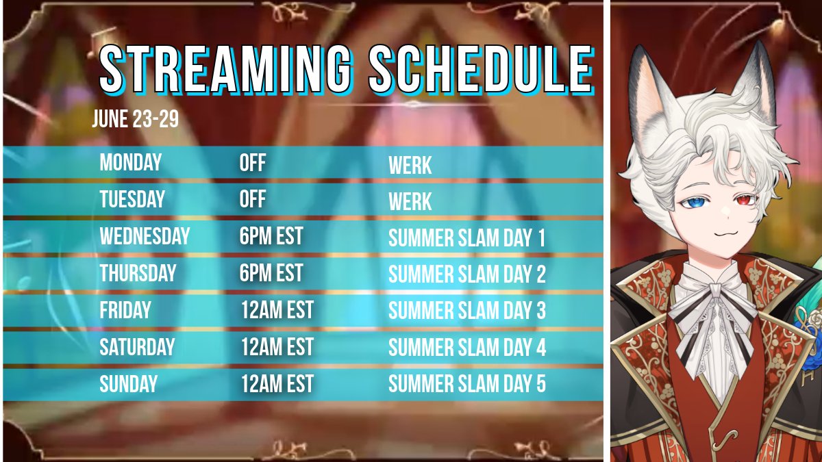 Summer slam this week! I have a ton of fun stuff planned! Take a peep of the fun below!

#VTuberSS2025 #twitchstreamer