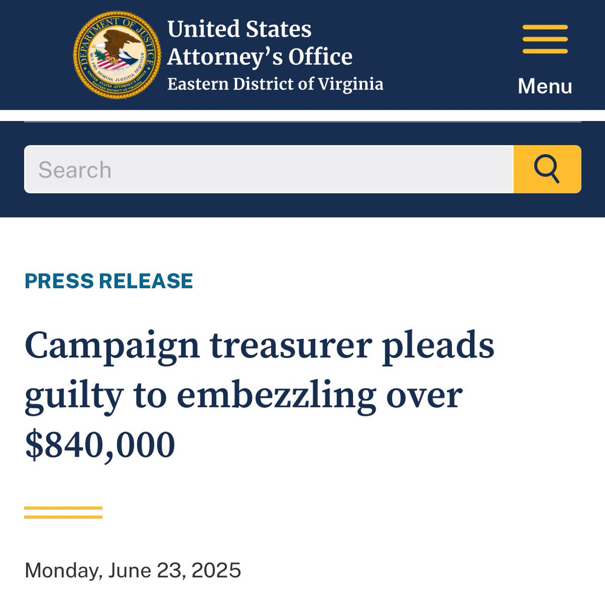 BREAKING: Prominent Democrat Campaign Treasurer Pleads Guilty To Embezzlement 

Katherine Buchanan, a former treasurer for numerous Democrat campaigns including Senators Tim Kaine and Mark Warner, pled guilty to embezzling over $840,000 in campaign funds.

She also allegedly lied