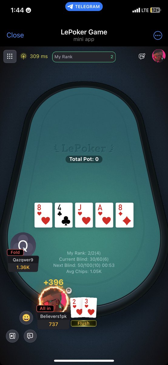 believers1pk's tweet photo. Got a FLUSH and a FULL HOUSE on the table in LePoker—which wins? Dropped a fat pot, rank 4,700 vibes incoming! 😁😁😁🫢🫡💥#PokerStrategy #HandRankings #LePokerGame @LePokerGame #nicehandbro https://t.co/5PCetspTtp