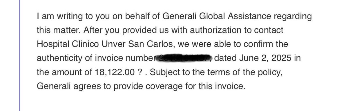 After falsely accusing me of altering a hospital invoice, Generali finally contacted the hospital—over a month later, and only after I re-authorized limited access.

<a href="/GENERALI/">Generali Group</a>  <a href="/GeneraliGA_NA/">GGA North America</a> now admits the invoice is real. €18,122.00. Authentic. Covered.

This is the third