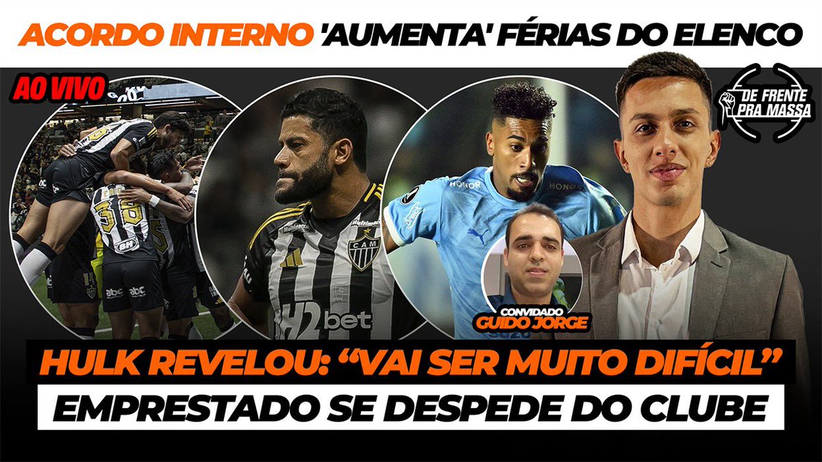 CANAL BICA GALO (@canalbicagalo) on Twitter photo DE FRENTE PRA MASSA (23/6) - AO VIVO
📆 ACORDO INTERNO 'AUMENTA' FÉRIAS DE JOGADORES
🎙️🔥 HULK ABRE O JOGO: "VAI SER MUITO DIFÍCIL"
👀 EMPRESTADO SE DESPEDE DE CLUBE E AGUARDA GALO
👇👇👇
youtube.com/live/3fc3AMzXa…
De Frente pra Massa com <a href="/lucascbretas/">Lucas Bretas</a> e <a href="/GuidoJorgeofc/">Guido Jorge</a> DE FRENTE PRA MASSA (23/6) - AO VIVO
📆 ACORDO INTERNO 'AUMENTA' FÉRIAS DE JOGADORES
🎙️🔥 HULK ABRE O JOGO: "VAI SER MUITO DIFÍCIL"
👀 EMPRESTADO SE DESPEDE DE CLUBE E AGUARDA GALO
👇👇👇
youtube.com/live/3fc3AMzXa…
De Frente pra Massa com <a href="/lucascbretas/">Lucas Bretas</a> e <a href="/GuidoJorgeofc/">Guido Jorge</a>