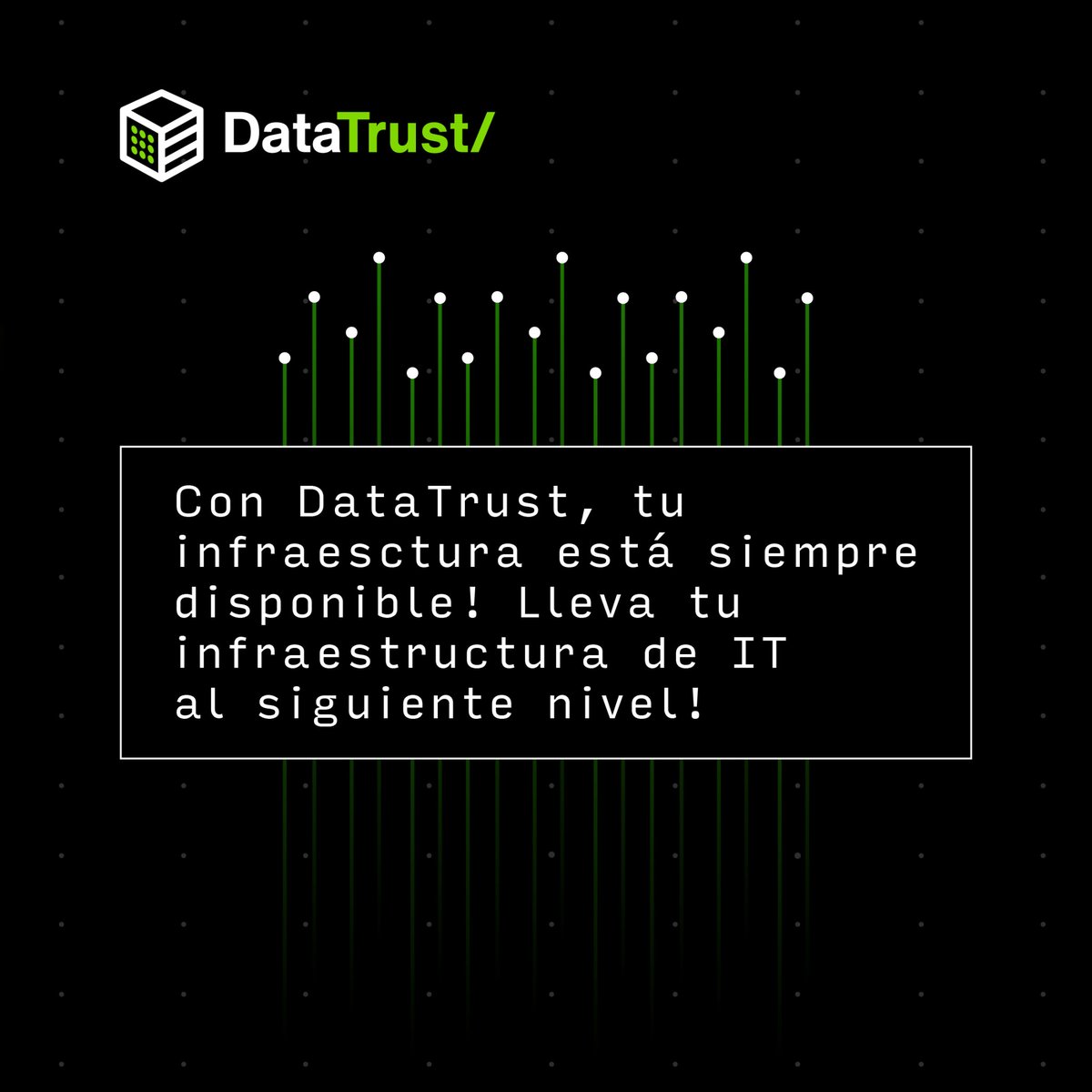Con DataTrust, tu infraestructura está respaldada por energía segura, telecomunicaciones confiables y accesos optimizados.
Lleva tu conectividad al siguiente nivel. 🌐🔌
 
Agenda tu cita llamando al +503 2537 - 0000 o completando el siguiente formulario: datatrust.sv/contactanos-es/