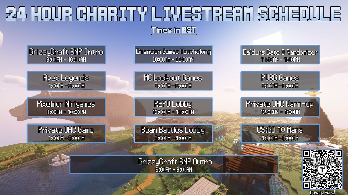 Hey Everyone, On Friday 27th I will be doing a 24 Hour Charity Stream in memory of my friend Eric 
It will be hosted on my channel - twitch.tv/tharve_
This is the planned Schedule for the stream. 
Hope to see you there!