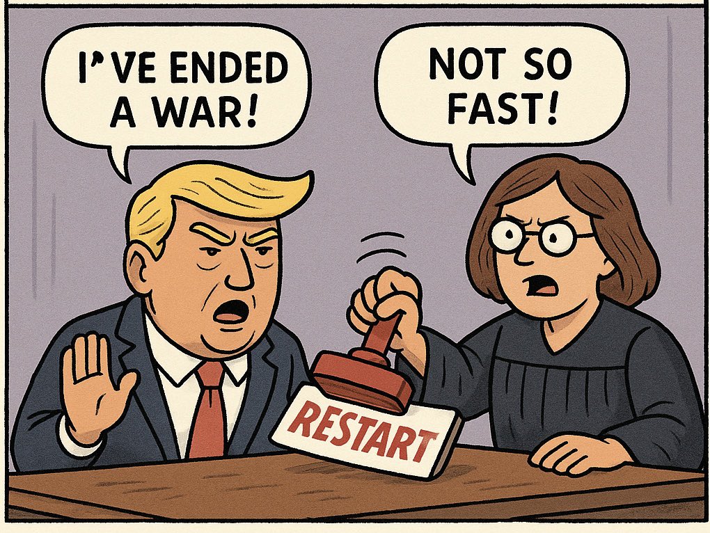 _apex3d's tweet photo. Trump ends war. Judge says, “You didn’t check with us first.” Now he’s legally required to bomb someone again by Friday. https://t.co/zG7i6fYVQe