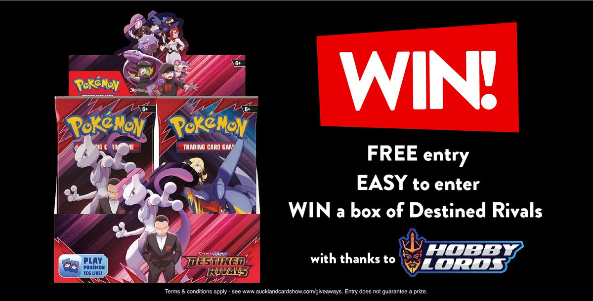 We have teamed up with Hobby Lords to bring you our latest giveaway, a booster box of Destined Rivals! 

Enter below! ⬇️
