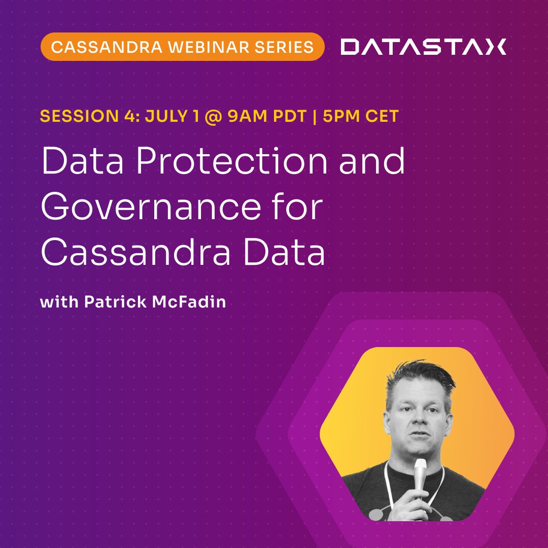 Data privacy 🔐 meets performance at scale w/ <a href="/PatrickMcFadin/">Patrick McFadin</a> !

Join this AI webinar to learn how to apply @Cassandra 5.0 features like data masking, RBAC, and guardrails to protect your sensitive data in production 📅 July 1 | 9 AM PT!

Register now ➡️ dtsx.io/3ZqVP4X