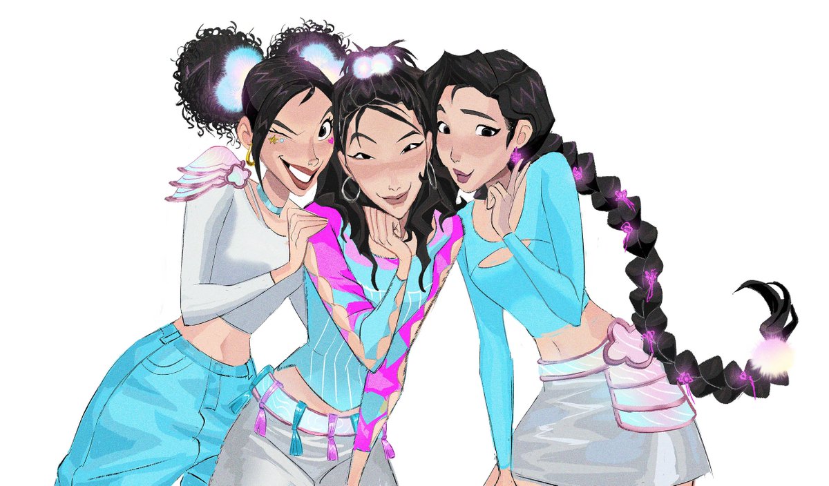 joune5064's tweet image. Some early concepts for Sunlight Sisters 🌼
Celine’s legendary idol group before there was Rumi's, with Rumi's mother as one of the members #KPOPDEMONHUNTERS