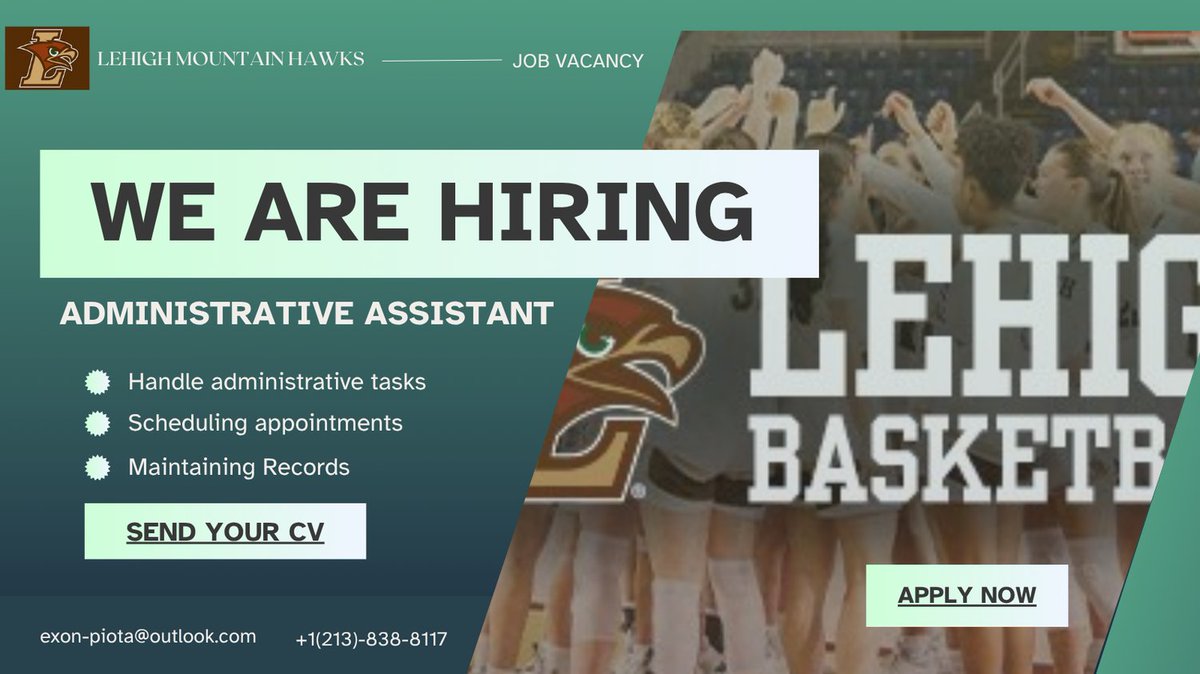 LSHS Boys Basketball (@lehighhoops) on Twitter photo Join Our Team! Administrative Assistant Wanted 
We’re looking for a detail-oriented multitasker to be the backbone of our operations! If you thrive in a fast-paced environment and love keeping things running smoothly, this role is for you.
Ready to make an impact? Apply now! Join Our Team! Administrative Assistant Wanted 
We’re looking for a detail-oriented multitasker to be the backbone of our operations! If you thrive in a fast-paced environment and love keeping things running smoothly, this role is for you.
Ready to make an impact? Apply now!