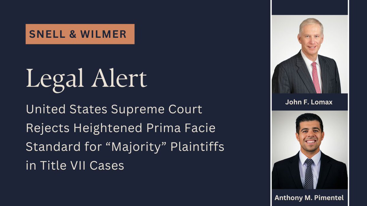 In a unanimous decision in Ames v. Ohio Department of Youth Services, the Supreme Court ruled that all Title VII plaintiffs — regardless of majority or minority status — are held to the same legal standard when alleging workplace discrimination.

bit.ly/3T51QAM