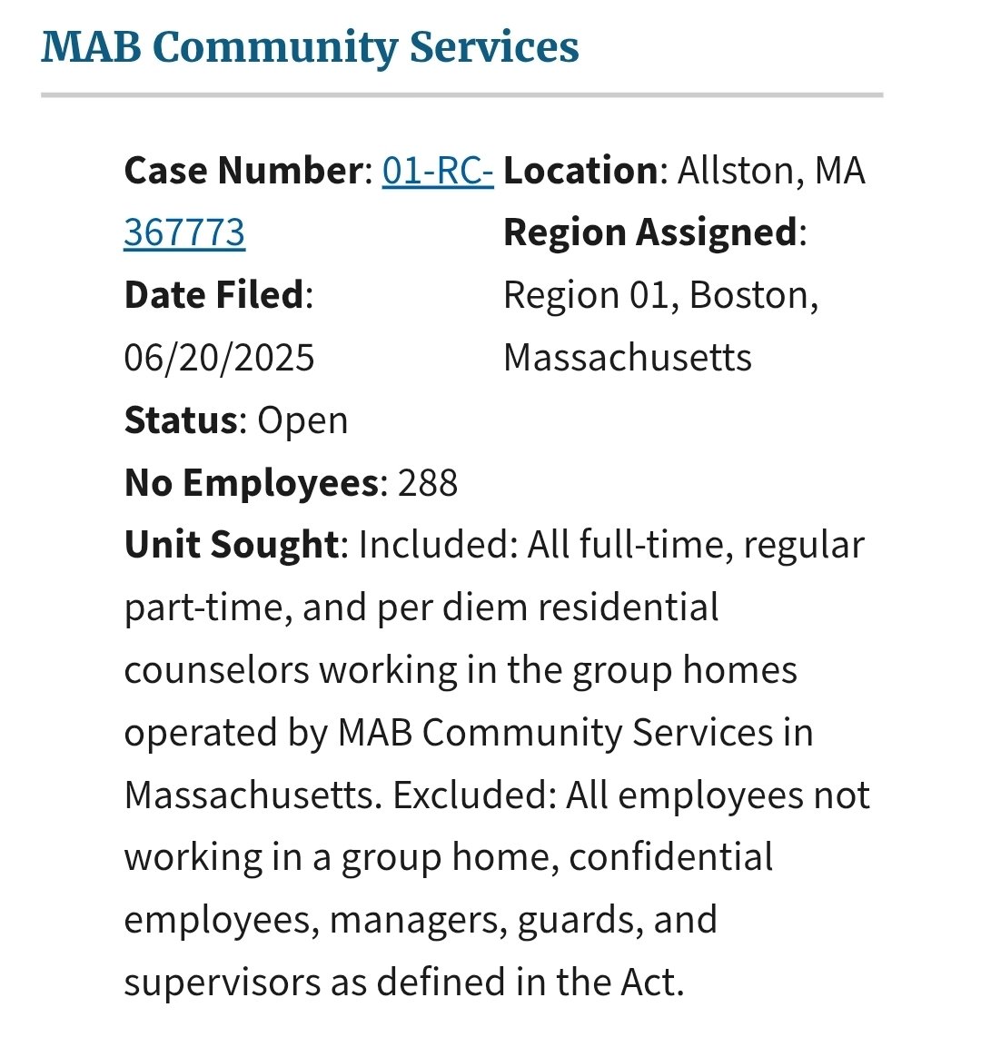 NEW: 288 rehabilitation counselors in group homes in Massachusettes are unionizing with <a href="/SEIU/">SEIU</a> <a href="/SEIU509/">SEIU Local 509</a>.