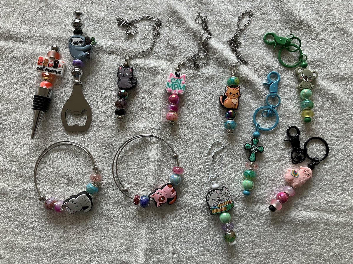 All of these are now in the shop except for the 3 necklaces bc Angelkitty wanted snuggles so I'll finish them later lol