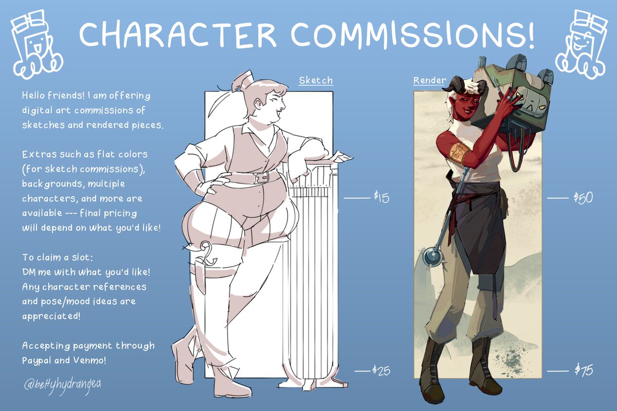 bettyhydrangea's tweet image. commissions are open ! 💫 #commissions #commissionsopen #commissionsheet #dungeonsanddragons #horseracetests #fanart #comics