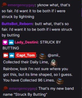 Buttsbot_Reborn's tweet image. Struck by butting

#twitchstreamer