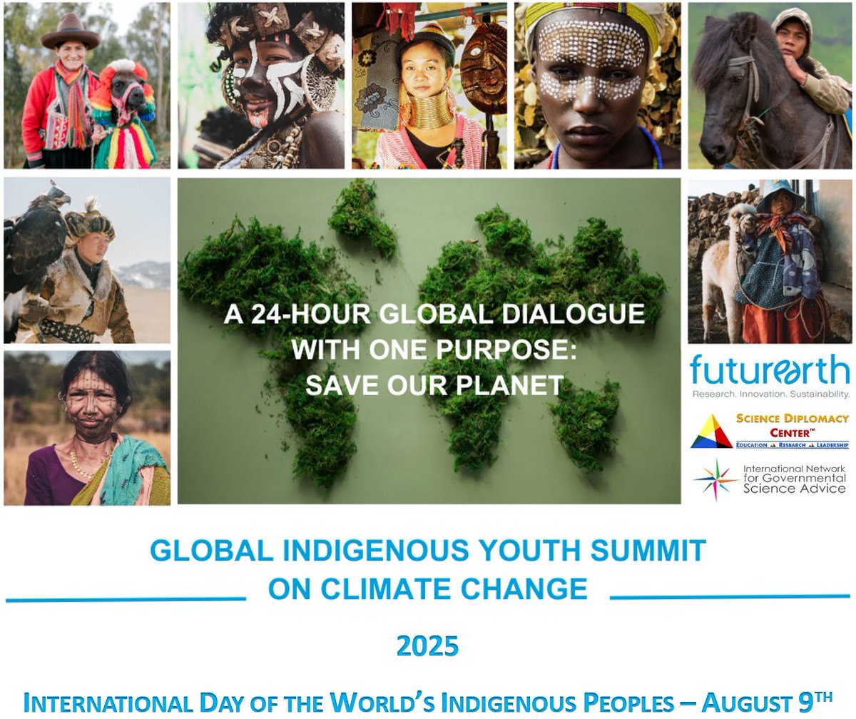 INGSciAdvice's tweet image. 9th August - Join people from every corner of the globe for an ambitious, truly global, 24-hour Indigenous Youth Summit on Climate Change. buff.ly/1rNYYoR 

Don&apos;t miss a unique, energising and enlightening summit, designed and undertaken by Indigenous youth from around…